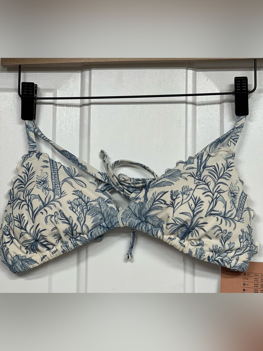 Shade & Shore Cream and Blue Floral Bikini Top